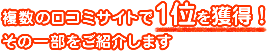 複数の口コミサイトで1位を獲得！その一部をご紹介します